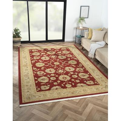 Teppich "Maryam 3", rot (weinrot, creme), B:200cm H:7,5mm L:290cm, Polypropylen (PP), MYFLAIR MÖBEL & ACCESSOIRES, Teppiche, Teppich, Kurzflor, Orient Optik, edler Glanz, besonders weich durch Microfaser
