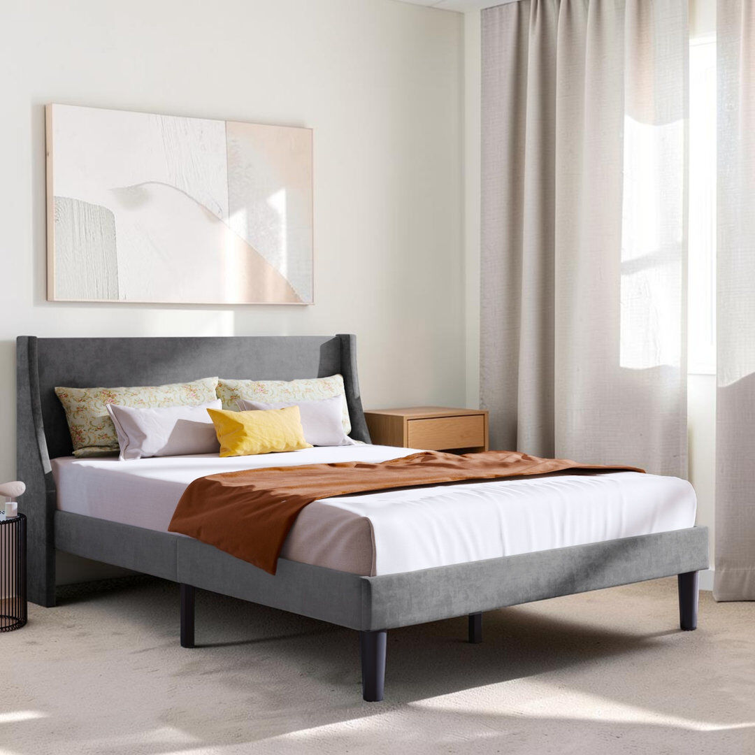 Canora Grey Conrada Upholstered Bed Frame Grey Double (4'6)
