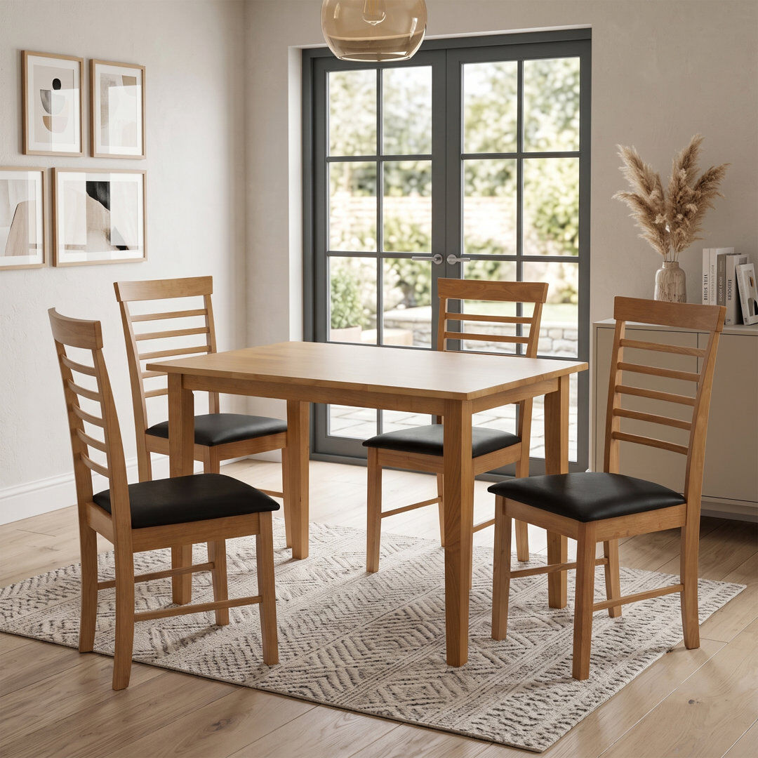 Marlow Home Co. Bowerbank 4 - Person Solid Wood Dining Set Oak 4