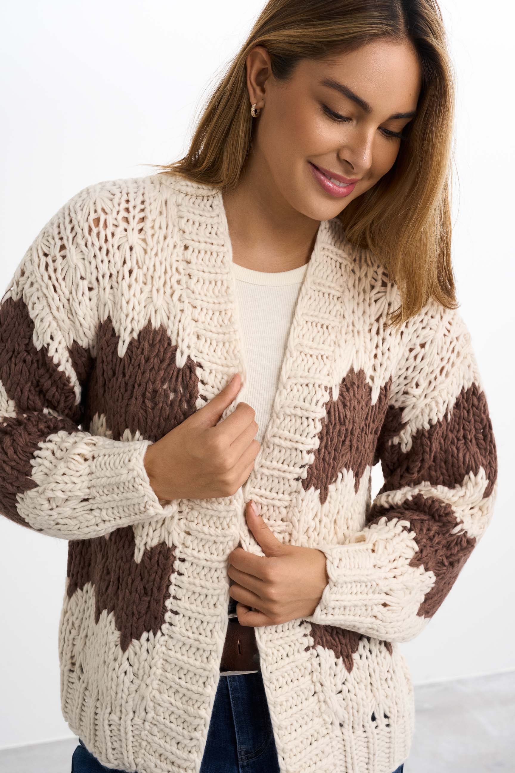 FAMME Chunky Knit Cardigan Blue/Blue XS