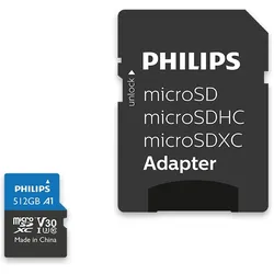 Philips MicroSDXC Card (512 GB, microSDXC, U3, UHS-I), Speicherkarte, Schwarz