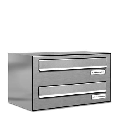 AL Briefkastensysteme 2 Fächer Premium Edelstahl Durchwurf Briefkasten Anlage für Post Post A4, modern, robust, wetterfest, Artikelnummer: 132V2DZ1