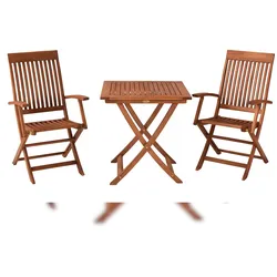 Merxx Comodoro Set 3tlg., 2 Klappsessel, 1 Klapptisch 70 x 70 cm, Eukalyptus