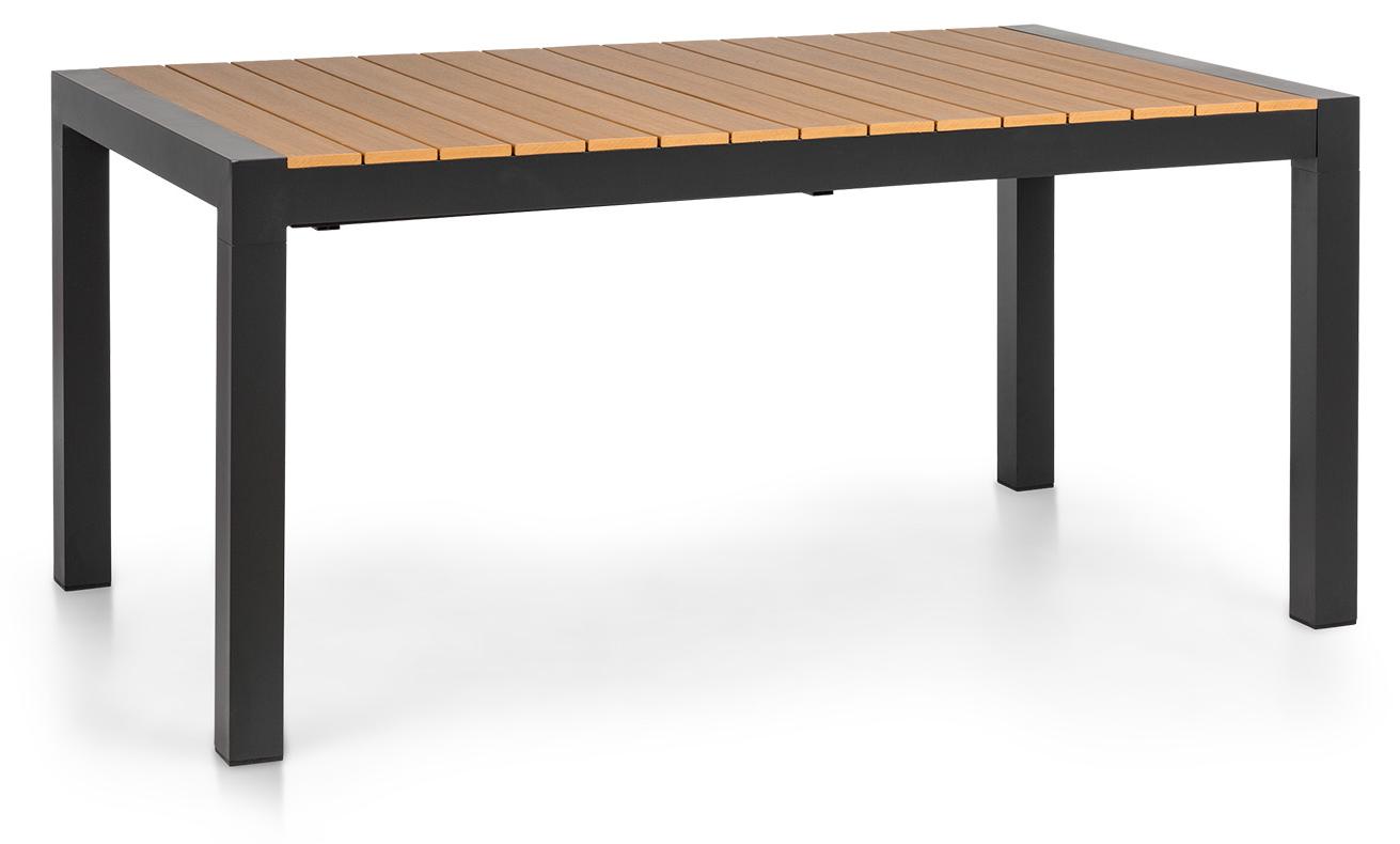 blumfeldt Menorca Expand - Gartentisch, Ausziehtisch, ausziehbar, Aluminium / Kunststoff-Holzimitation, Pulverbeschichtung, justierbare Füße, Tischfläche max.: 213 x 95 cm, hell / teak