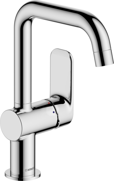 HANSABASIC Waschtischarmatur 55542203 ohne Ablaufgarnitur, 120Grad schwenkbar, Hebel seitlich, Ausladung 150mm, chrom