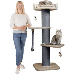 Premium Kratzbaum Grosse Katzen Stabil 'Freddy' – 150 cm Großer Katzenbaum   Cappuccino