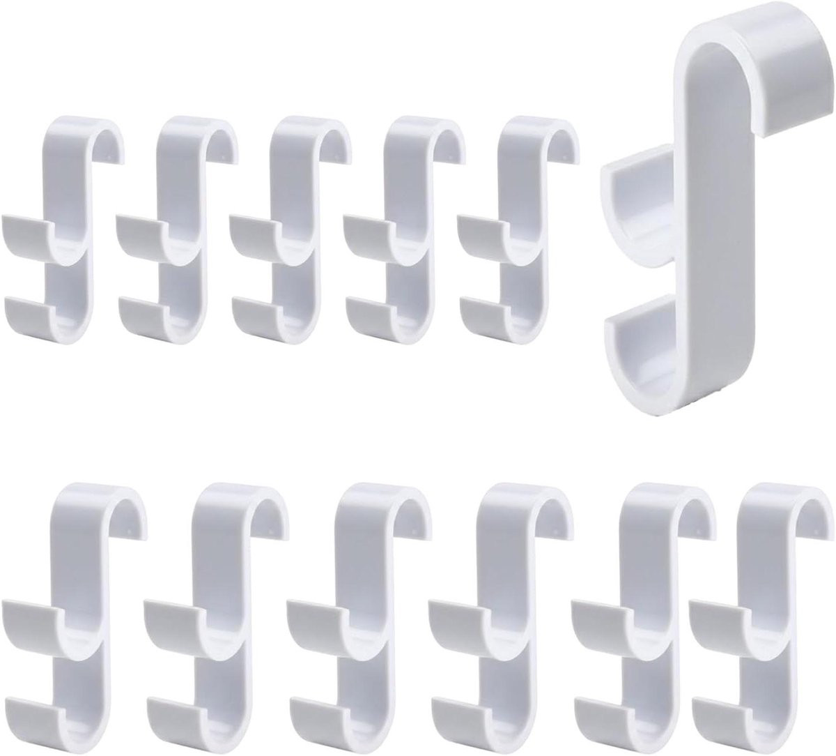 Set van 12 witte dubbele radiatorhaken voor het drogen van handdoeken