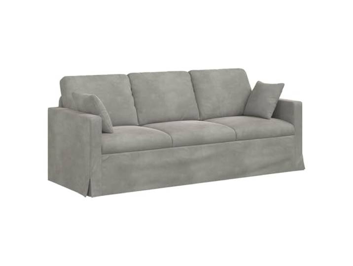 Coespram Modular 2-Sitzer Sofa Samt Couch 198x78x80 cm Hellgrau Zweiteiliges Moduldesign mit weichem Bezug und Holzwerkstoff-Armlehnen für Wohnzimmer und Schlafzimmer.