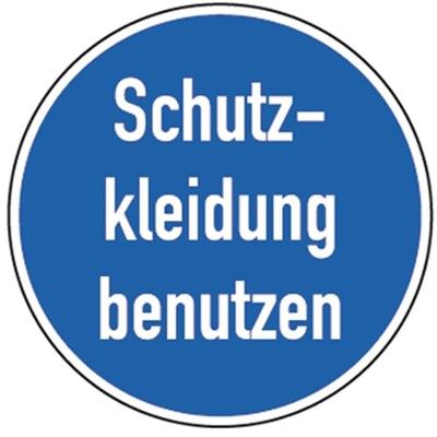 Aufkleber Schutzkleidung benutzen, Textschild, Folie, Ø 200 mm