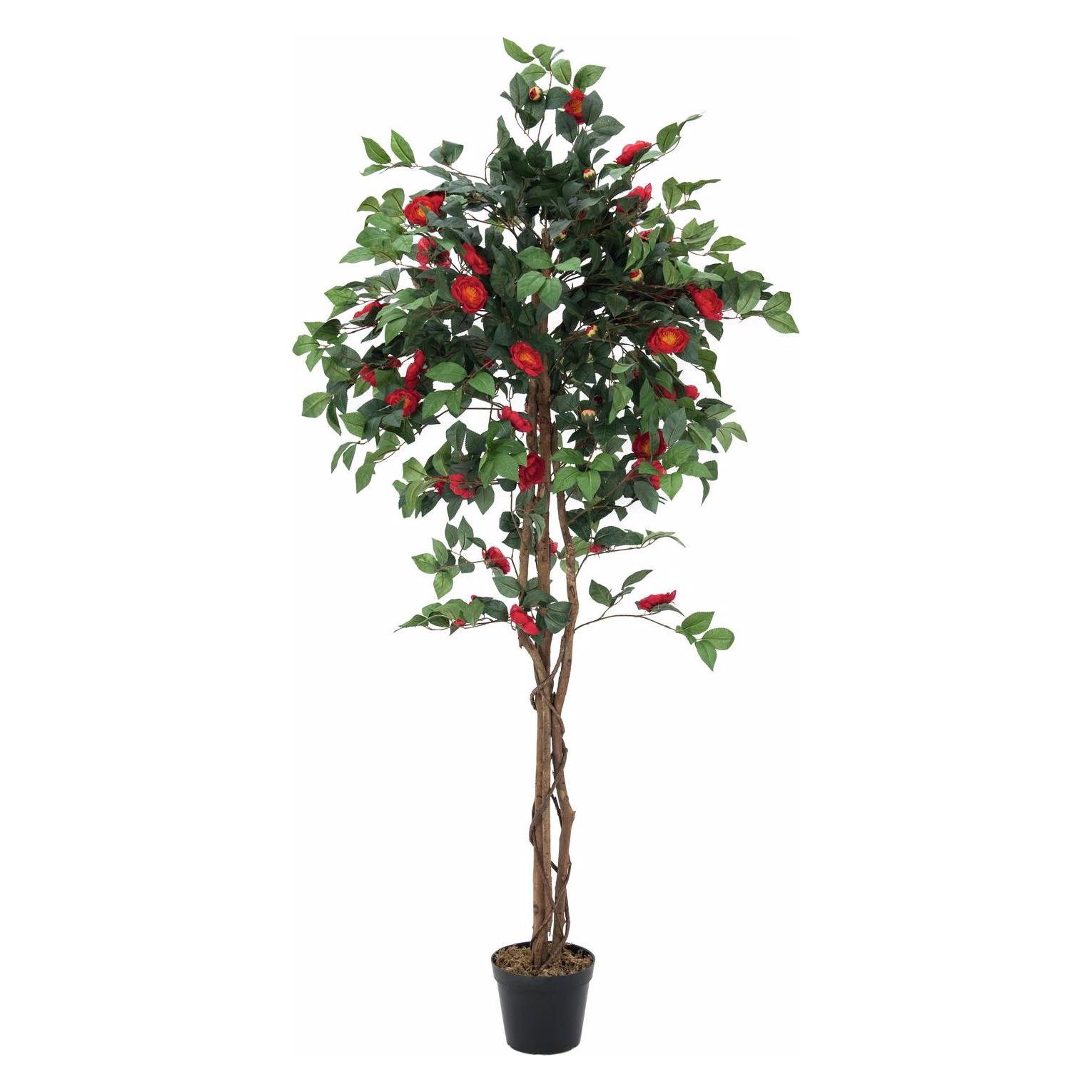 Europalms Kamelienbaum rot mit Topf, Kunstpflanze, 180cm (180 cm) (82507226)
