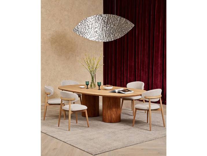 Chaise en bois Daisy finition naturelle et assise blanc cassé