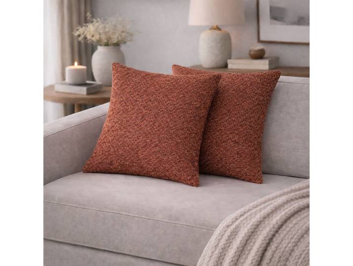 Housse de coussin Fjella 2 pièces Marron/Terre cuite 50 x 50cm Polyester