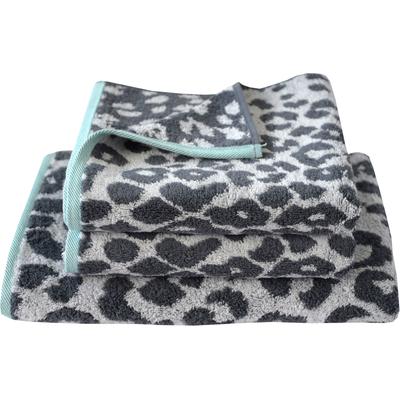 Handtuch Set DYCKHOFF "Cool Mint Leo", grün (graphit, mint), 3 Stk., Walkfrottier, Walkfrottier, Obermaterial: 100% Baumwolle, Handtuch-Sets, mit Leoparden-Muster, Duschtuch, Handtücher