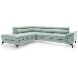 Ecksofa Mocca Leder Grün Mint
