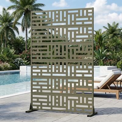 Dovelina 6 ft. H x 4 ft. Metal Privacy Screen Free Standing