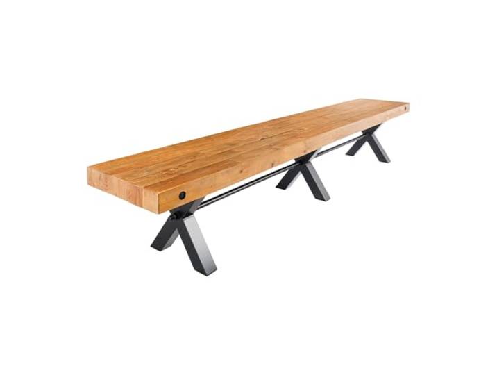 Riess Ambiente Sitzbank Thor - 240x40cm - Vintage braun - Pinienholz Unikat, handgefertigt, lackiert, hohe Belastbarkeit, Bohlenoptik, X-Gestell, mit Querstrebe, vielseitig einsetzbar