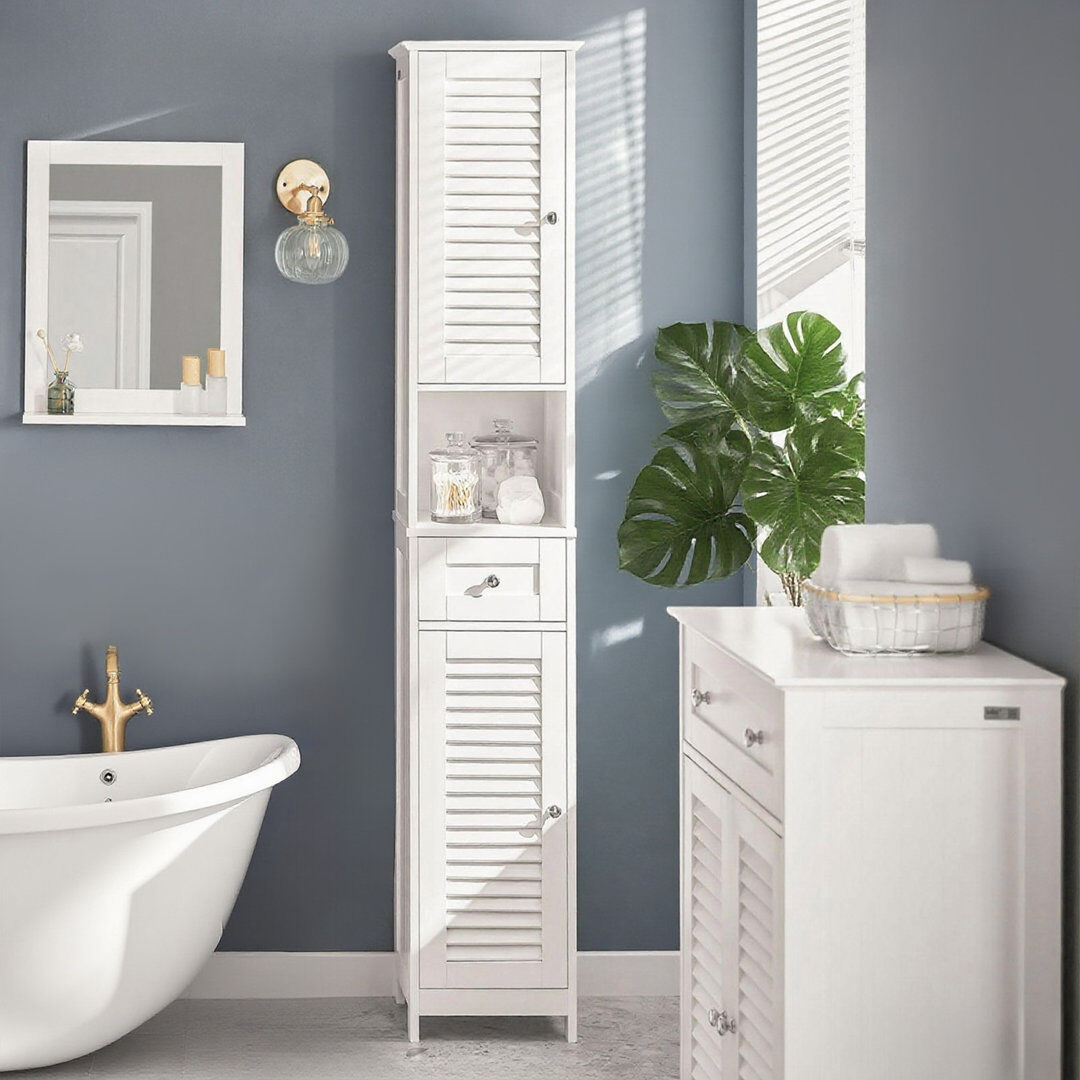 Marlow Home Co. Lyonsdale Linen Cabinet White 170cm H X 29cm W X 29cm D