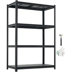VEVOR Schwerlastregal 1030x522x1529mm, 1088,6kg Belastbares Lagerregal mit Stahlgestell & 4 Verstellbaren Ablagen, Teilbares Steckregal als Werkbank, Flexibles Metallregal für Keller Garage Werkstatt