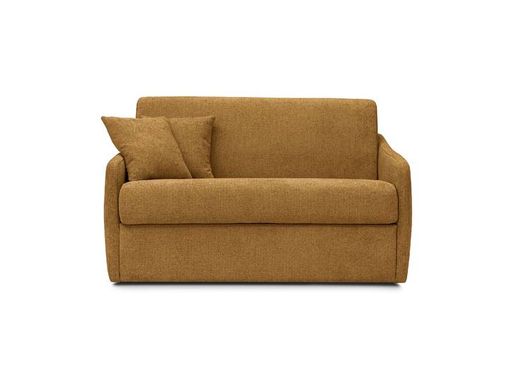QUIBERON - Fauteuil convertible 100 x 190 cm - Velours texturé, Moutarde