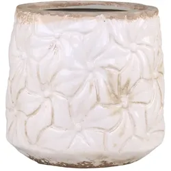 Chic Antique Colmar Blumentopf mit Blumenmuster, Ø12 x H12 cm, antik creme