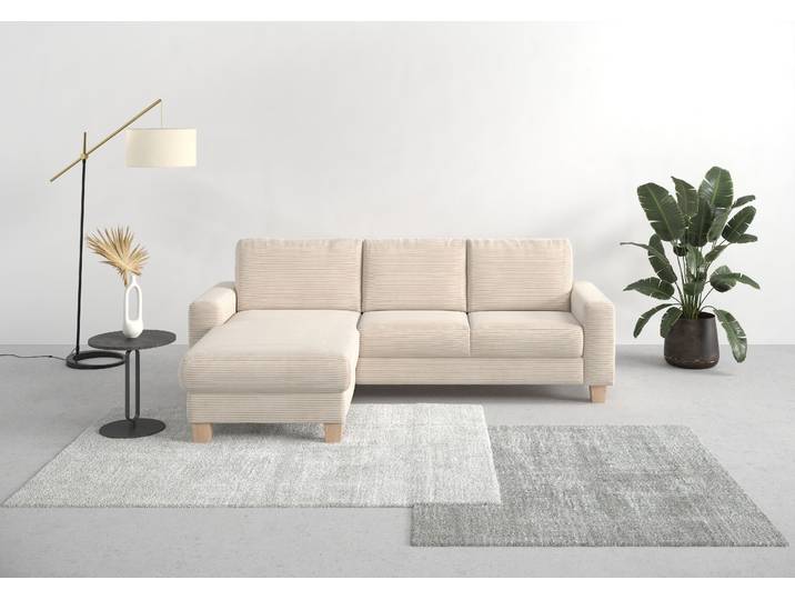 Ecksofa, Beige, 249x164 cm, Polyester, Recamiere Links, Klassisch, Home-affaire