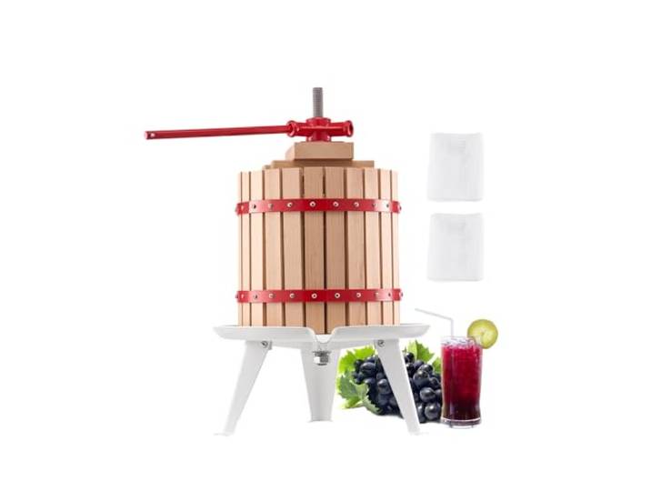 VEVOR Pressoir à Fruits Manuel 12 L\, Presse à Vin avec Panier en Bois Massif avec 8 Blocs\, Presse-Agrumes avec Poignée\, Presse à Jus\, Raisin\, Cidre de Pomme\, Miel pour la Cuisine et la Maison