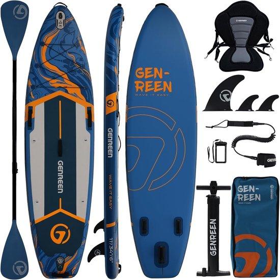 Aufblasbares Stand-Up-Paddleboard - Ozeanblau - 30 x 84 cm - Extra breit und robust - Für alle Könnensstufen