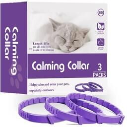 Uplift Essentials 3 Pack Long Lasting Cat Calming Pheromone Collars For Anxiety & Stress Relief purple