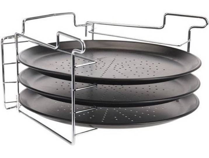 Pizza bakset - 4 delig - 32 x 32 x 25 cm - RVS - non stick pizzaplaten - pizza bakken set