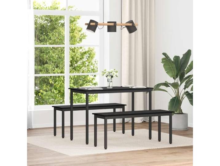 Sitzbank Holzwerkstoff Schwarz Eichen-Optik 110x35x45 cm mit Metallbeinen Rechteckige Form, robuste Konstruktion, glatte Oberfläche, pflegeleicht, für Wohn- und Esszimmer