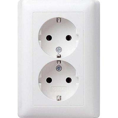 GIRA Einsatz Doppelsteckdose System 55, Standard 55, E2, Event, Event Klar, Event Opak, Esprit, ClassiX Sauber-Weiß (glänzend) 078003