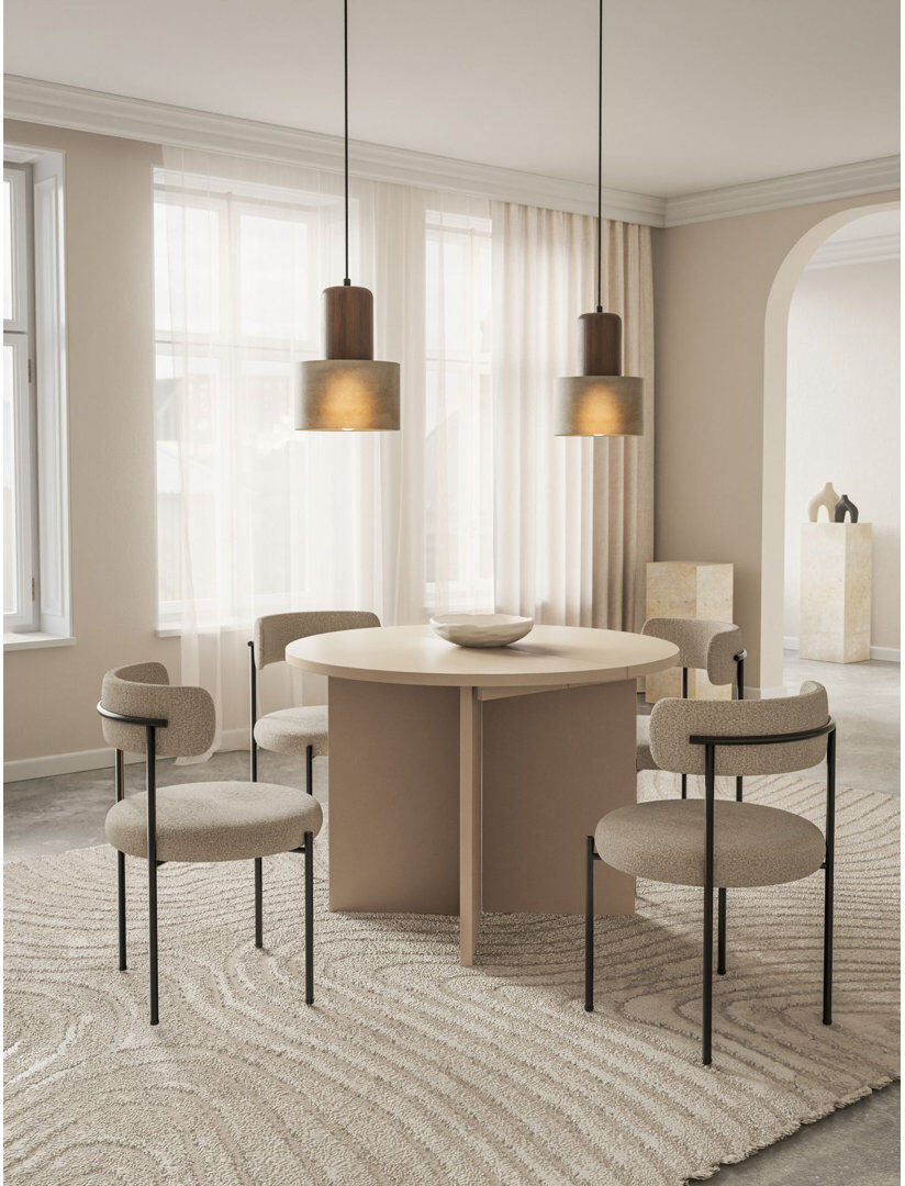 Isabelline Extendable Round Dining Table Beige