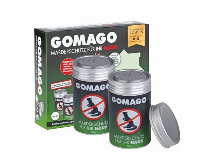 GOMAGO Marterbescherming voor je huis, set van 2, betrouwbare en op de manier afgestemde marterbesmetting door geurstof, alternatief voor marterverjager, ultrasoon geluid [2 x 70 g]