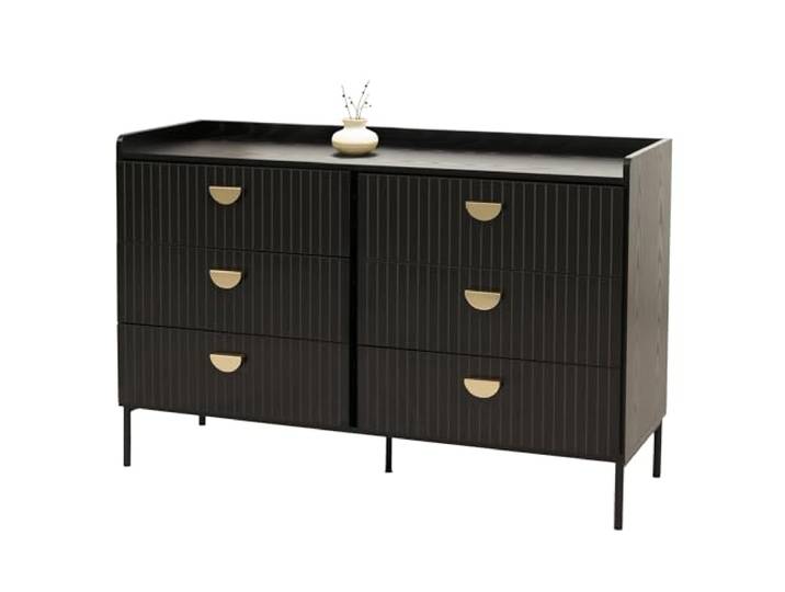 Mendler Kommode HWC-O39 80x120x44cm - Holzoptik schwarz