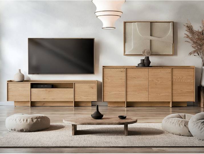 MIRJAN24 Wohnzimmer-Set Japandi, (2er-Set, Kommode, TV-Lowboard), Griffloses Öffnungssystem push to open