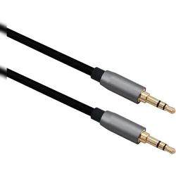 Helos Anschlusskabel, Klinke 3,5mm Stecker/Stecker 3 Pin, PREMIUM, 0,5m, schwarz