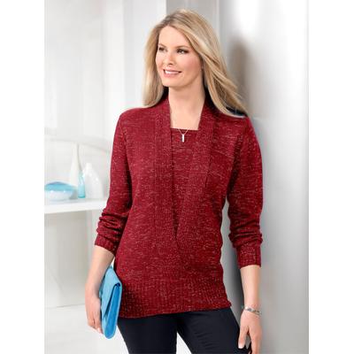 2-in-1-Pullover CLASSIC BASICS "Pullover", Damen, Gr. 38, rot (rot, meliert), 90% Polyacryl, 10% metallisierte Fasern, meliert, figurumspielend, Pullover