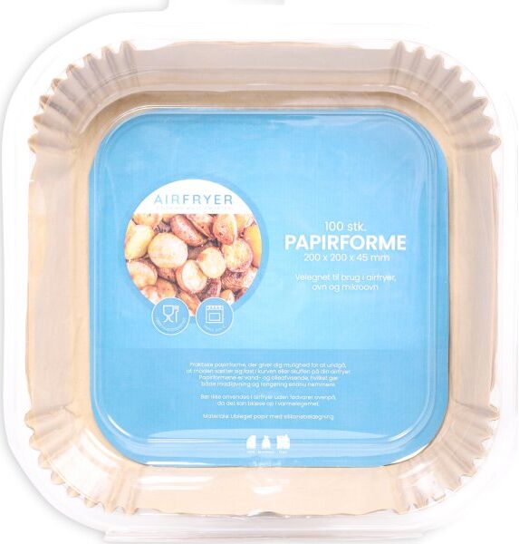 No-Name Airfryer Papirforme, Kvadratisk, 20x20 Cm, 100 Stk