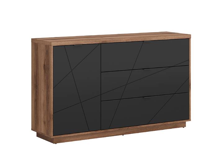 Sideboard 156 x 93 x 42cm Braun/Eiche Dunkel Dekor/Schwarz