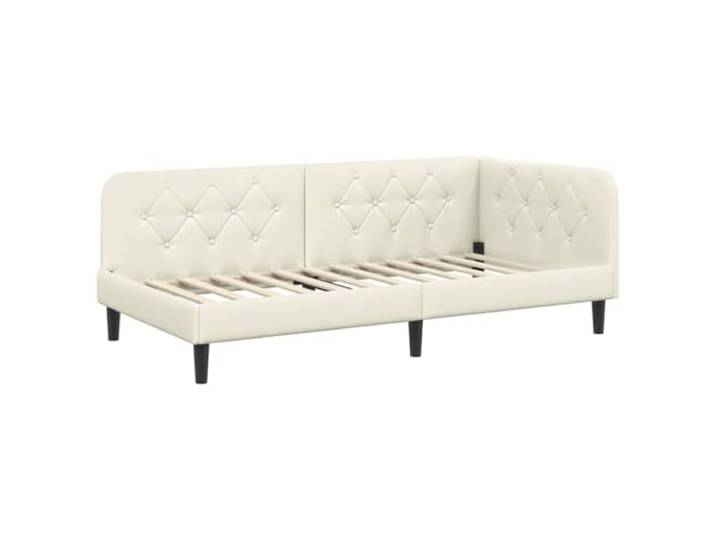 PUGYNBK Eckbettgestell Creme, 90 x 200 cm, Samt Wendbare Armlehne, Sofa, Bett, minimalistisches Design, platzsparend