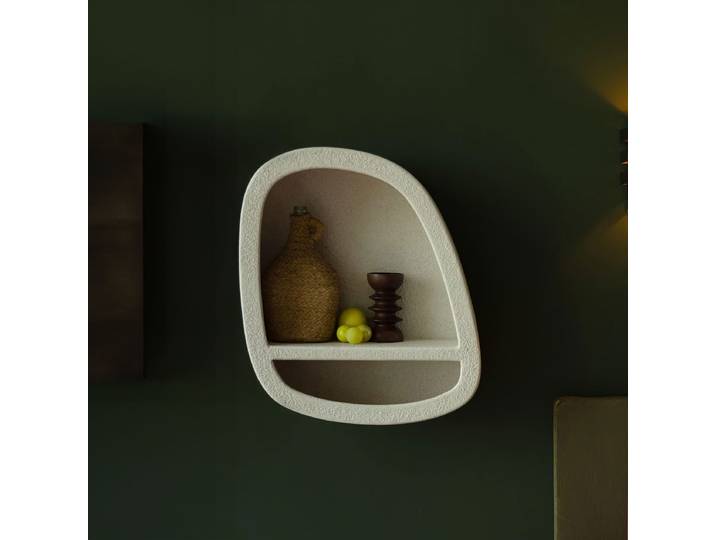 Dutchbone Wandplank Veda Gerecycled marmer, 63 x 53cm - Beige
