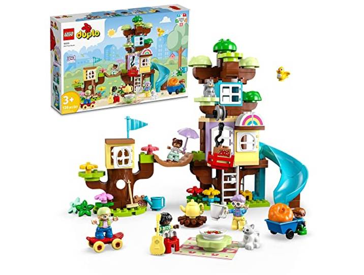 LEGO DUPLO 3in1 Baumhaus 10993 Kreatives Bauspielzeug für Kleinkinder, enthält 8 Figuren zum Unterrichten sozialer Fähigkeiten, gemeinsames Spielen und Gruppenspielen, tolles Geburtstagsgeschenk für