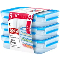 emsa 515645 Frischhaltedose CLIP & CLOSE, 3er Set, 1,20 Liter, blau