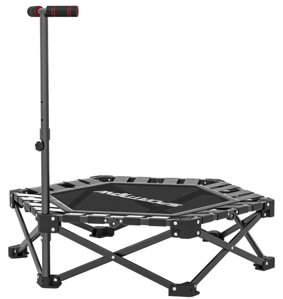 Fitness-Trampolin - Klappbarer Rebounder - 104 x 104 cm - Verstellbarer T-Griff - Belastbarkeit bis 120 kg - Für das Indoor-Training