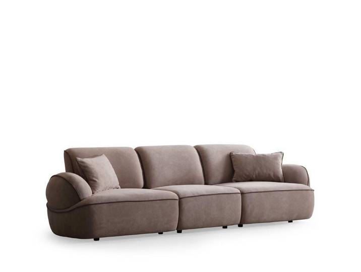 JVmoebel Big-Sofa JVMoebel 4-Sitzer Sofa in Beige mit edlem Design und Kissen, 3 Teile