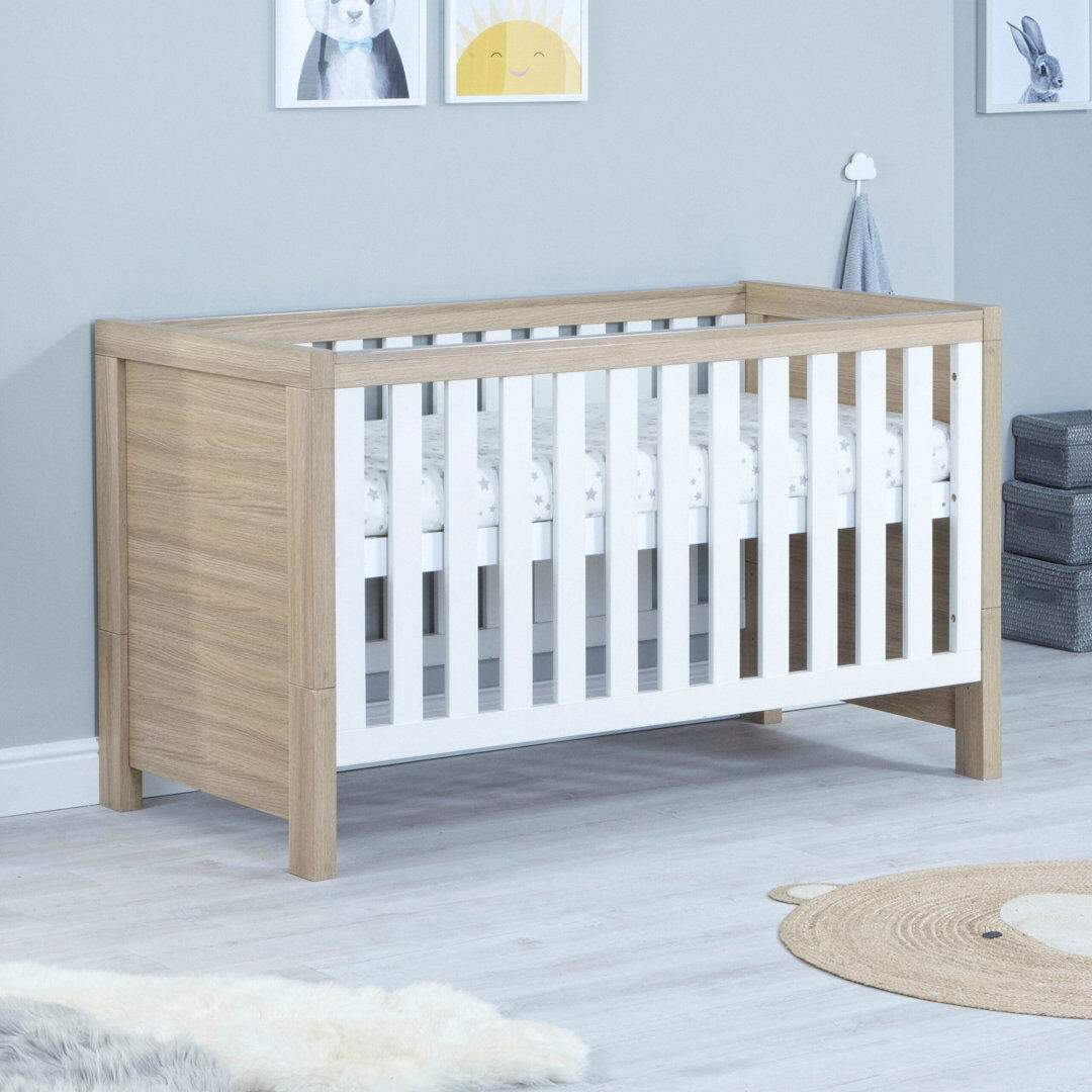 BabyMore Luno Cot Bed White Oak
