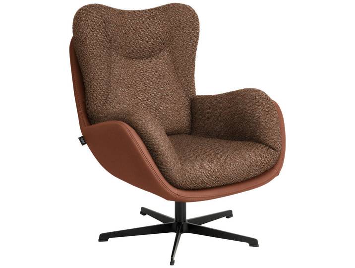 Schöner Wohnen Sessel, Kupferfarben, Metall, Echtleder, Nappaleder, 80x97x89 cm, Goldenes M, Lederauswahl, Stoffauswahl, Sitzfläche 360° drehbar, Wohnzimmer, Sessel, Sessel
