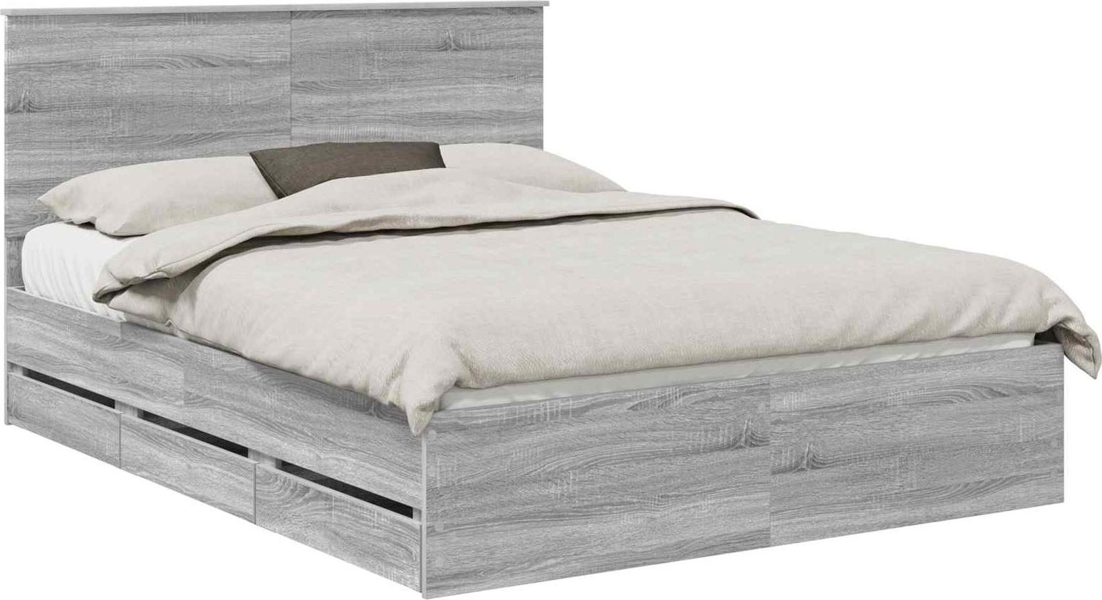 Bettrahmen Graues Sonoma 150 x 200 cm Ingenieurs Holz