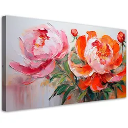 WANDBILD pfingstrosen rosa orange blumen
