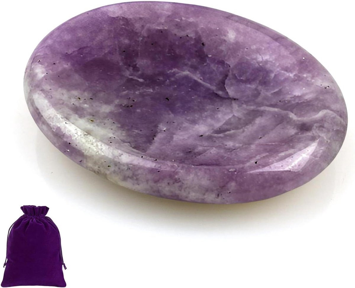 Amethist Kristal Worry Stone voor stressvermindering - Paars - 4,5 x 3,2 x 0,8 cm